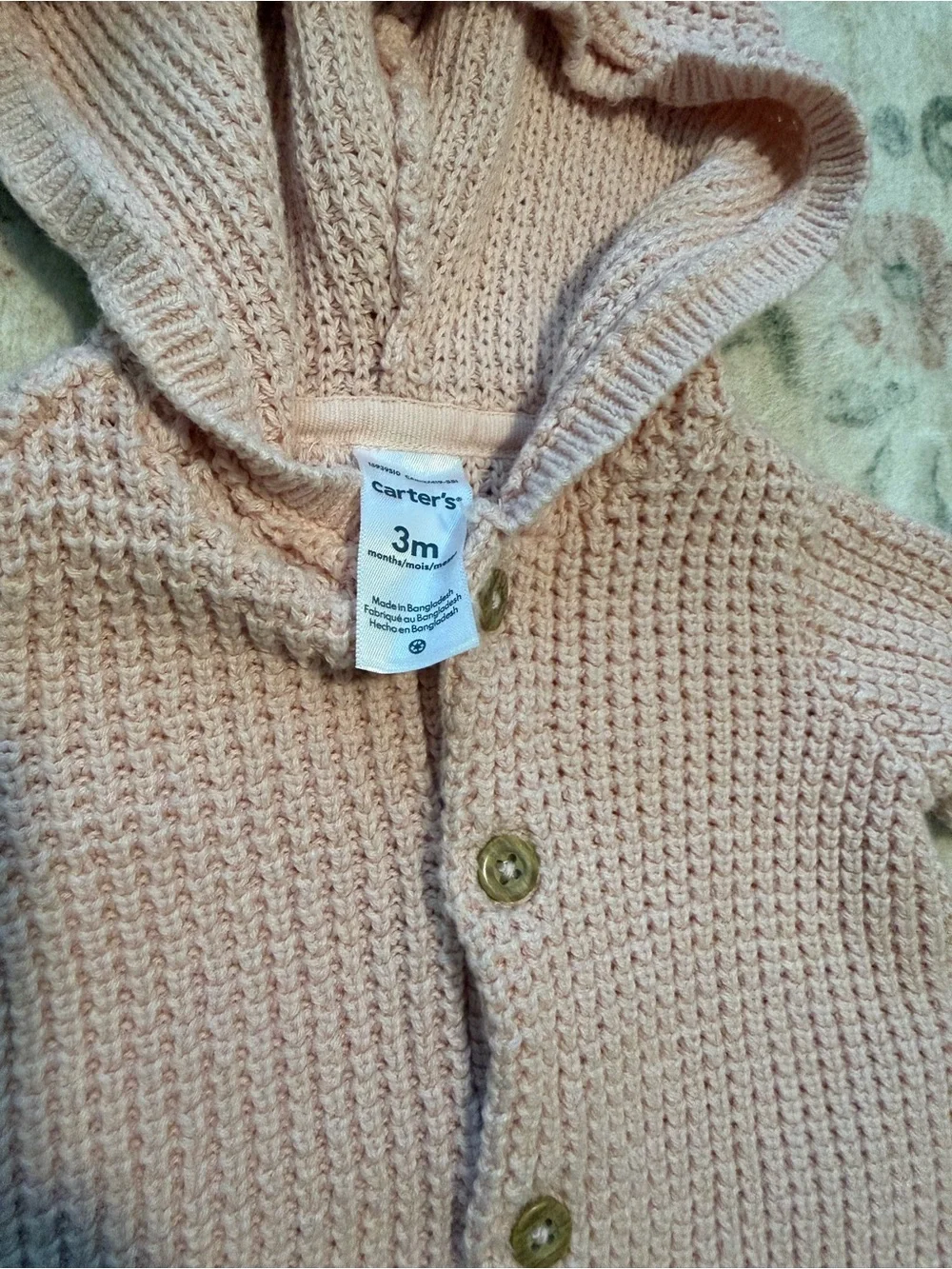 Carter's Pink and Cream Knitted Baby Hoodies & Footie Set